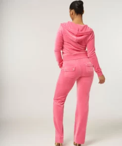 Juicy Couture Classic Velour Robertson Zip Hoodie Hot Pink