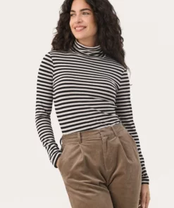 Part Two Efinas Rollneck T-shirt French Oak Stripe