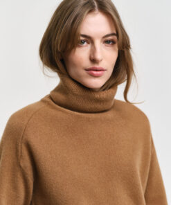 Gant Woman Herringbone Detail Rollneck Cocao Brown
