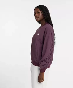 New Balance Graphic Woven Bomber Jacket Plum Brown