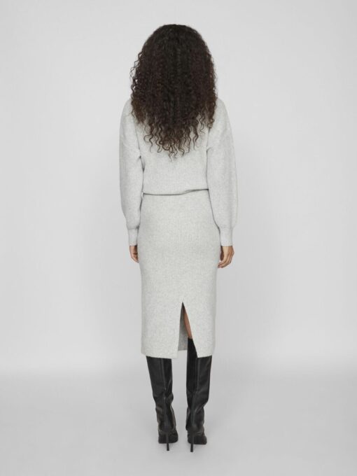 Vila Kachel Knit Pencil Skirt Light Grey Melange