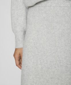 Vila Kachel Knit Pencil Skirt Light Grey Melange