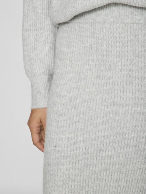 Vila Kachel Knit Pencil Skirt Light Grey Melange