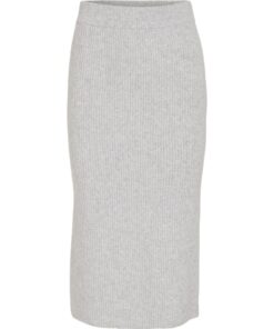 Vila Kachel Knit Pencil Skirt Light Grey Melange