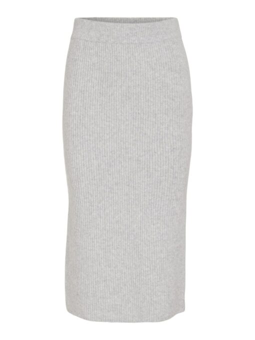 Vila Kachel Knit Pencil Skirt Light Grey Melange