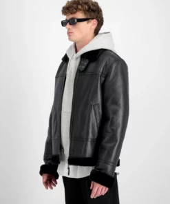 Alpha Industries B3 Leather Jacket Black