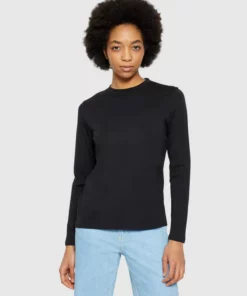 Knowledge Cotton Apparel Basic Pima Cotton Long SLeeve T-shirt Black Jet