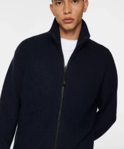 J.Lindeberg Skyler Wool Blend Zip Cardigan Navy