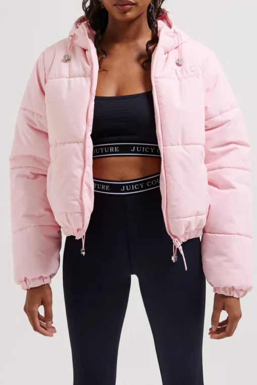 Juicy Couture Margie Aqua Activated Print Puffer Almond Blossom