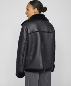 Vila Avi Fake Leather Jacket Black