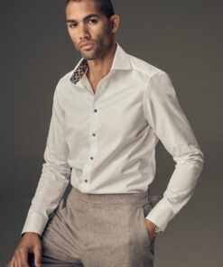Stenströms White Contrast Twill Shirt