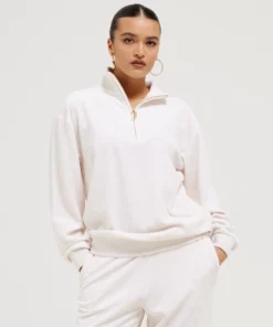 Juicy Couture Classic Velour Oversized Pete Pullover Oatmeal Marl