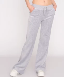 Juicy Couture Classic Velour Layla Low Rise Pocket Flare Silver Marl