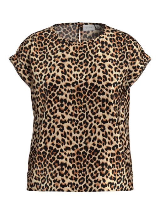 Vila Ellette Full Satin Top caramel Cafe