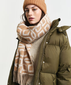 Gant Woman G Pattern Wool Scarf Caramel Beige