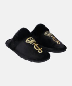 Juicy Couture Hailey Heritage Velour Slipper Black
