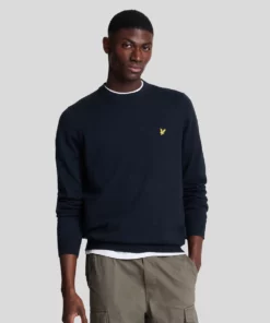 Lyle & Scott Cotton Merino Crew Neck Jumper Dark Navy