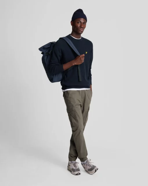 Lyle & Scott Cotton Merino Crew Neck Jumper Dark Navy