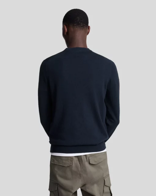 Lyle & Scott Cotton Merino Crew Neck Jumper Dark Navy