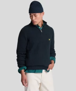Lyle & Scott Shaker Stitch 1/4 Zip Jumper Dark Navy