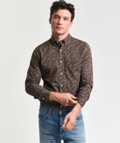 Gant Regular Fit Paisley Shirt Prussian Blue