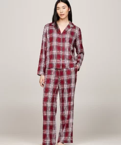 Tommy Hilfiger TH Original Flannel Pyjama Set Plaid Check Deep Rouge