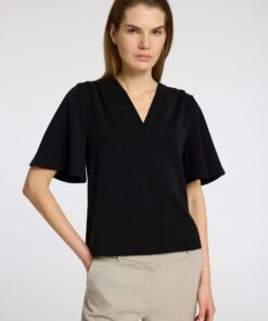 Selected Femme Tenny ss V-Neck Top Black