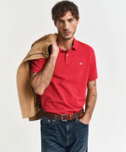 Gant Regular Fit Shield Pique Shirt Ruby Red