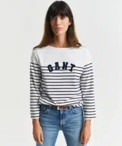Gant Woman Breton Boat Neck T-shirt Evening Blue