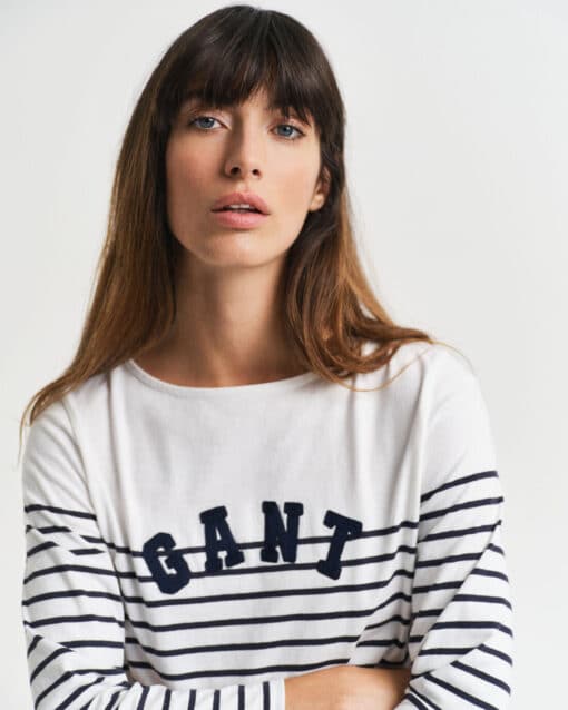 Gant Woman Breton Boat Neck T-shirt Evening Blue