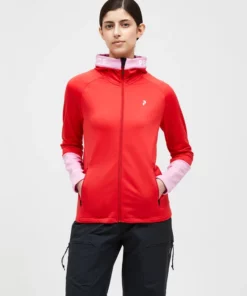 Peak Performance Rider Zip Hood Women Brilliant Red/Morning Dew