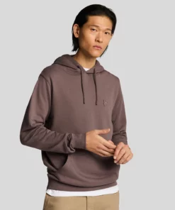 Lyle & Scott Superfine Pullover Hoodie Plum Truffle