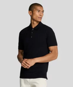 Lyle & Scott Tonal Eagle Polo Shirt Jet Black