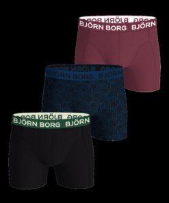 Björn Borg Cotton Stretch Boxer 3-pack Black, Print, Red