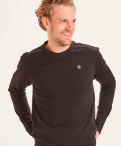 Knowledge Cotton Apparel Viggo Badge Long Sleeve Black Jet