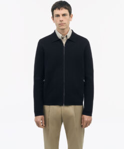 Tiger of Sweden Celyn Wool Blend Zip-up Cardigan Dark Blue