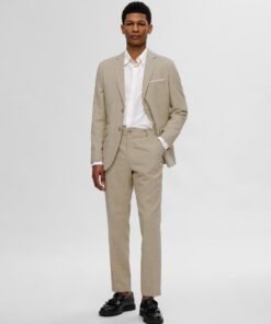 Selected Homme Slim Oasis Linen Trousers Sand