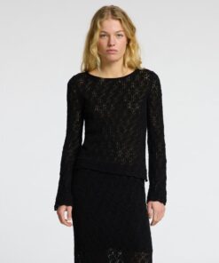 Selected Femme Niva Knit O-Neck Top Black