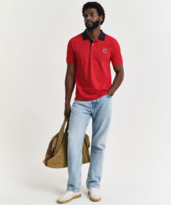 Gant Contrast SS Polo Shirt Ruby Red