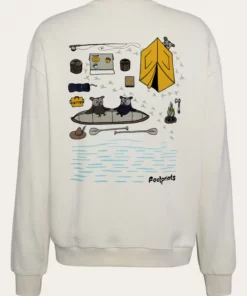 Knowledge Cotton Apparel Sweat Camping Back Print Egret