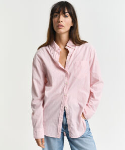 Gant Woman Luxury Oxford Striped Shirt Geranium Pink