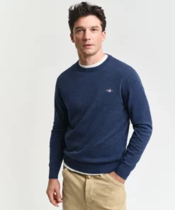 Gant Classic Cotton C-Neck Dk Jeansblue Melange