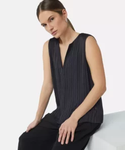 Comma, Pleated Blouse Top Navy