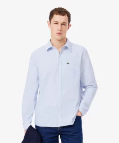 Lacoste Chemise Casual Manches Shirt Blue/White
