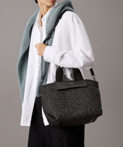 Calvin Klein Small Raffia Tote Bag Black