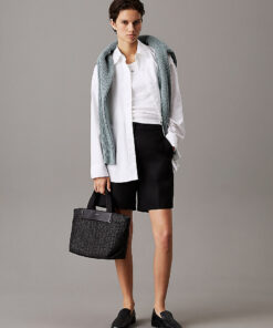 Calvin Klein Small Raffia Tote Bag Black