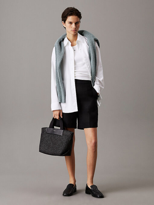 Calvin Klein Small Raffia Tote Bag Black