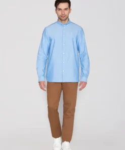 Knowledge Cotton Apparel Harald Small Owl Oxford Lapis Blue