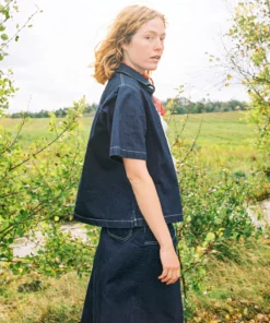 Nudie Jeans Lina Painter Denim Shirt Dark Blue