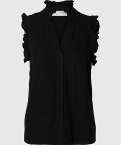 Selected Femme Slfviva Sun Ruffle Top Black